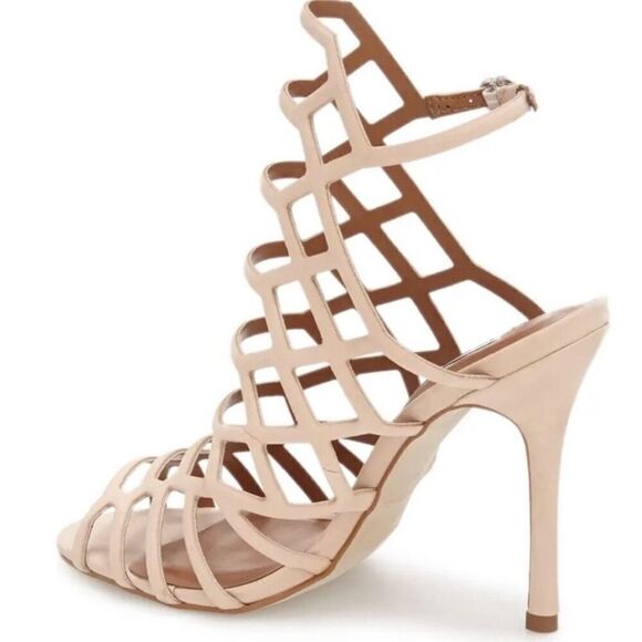 Steve Madden Slithur beige caged ankle strap heels size 6 - Picture 2 of 9